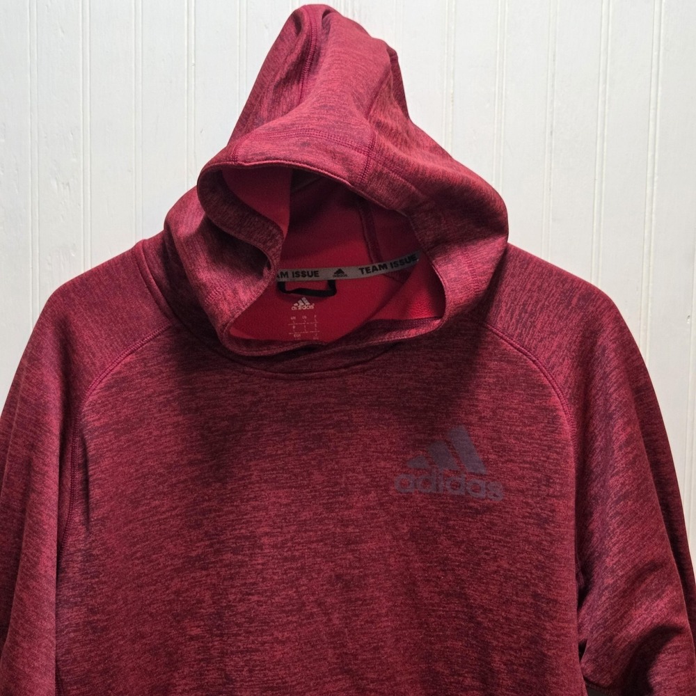 Adidas Hoodie Mens Large Red Climawarm‎ Team Issue Fleece Pullover Sweatshirt